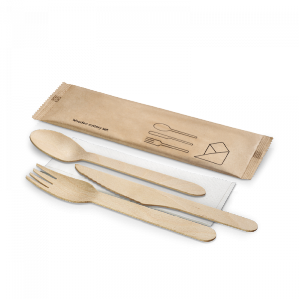 Zestaw sztućców 4-elementowy drewniany  250 szt.