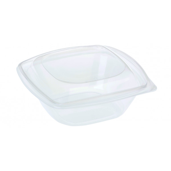 Pojemnik na sałatkę PLA 960 ml z pokrywką, transparentny 50 szt.